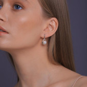 Cercei argint lungi cu perle naturale si cristale cu tortita DiAmanti SK19364EL_W-G
